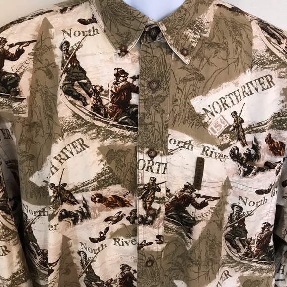 North River Men’s Pheasant Hunting Print Shirt Size L - Picture 1 of 9